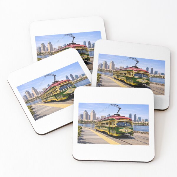 Item preview, San Diego Transit (MTS) Historic trolley and San Diego skyline. designed and sold by StopRequest.