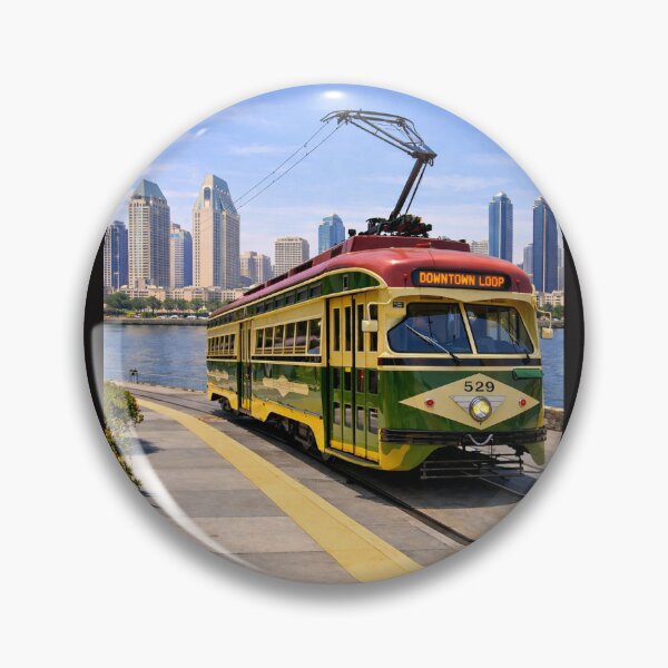 Item preview, San Diego Transit (MTS) Historic trolley and San Diego skyline. designed and sold by StopRequest.