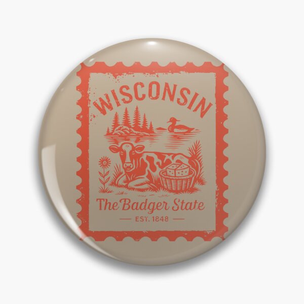 Item preview, Vintage postage stamp art of Wisconsin designed and sold by Alexaltay.