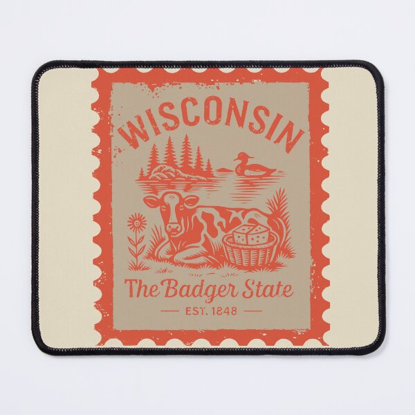 Item preview, Vintage postage stamp art of Wisconsin designed and sold by Alexaltay.