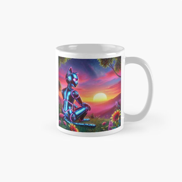Item preview, Cyber Cat at Sunset – Futuristic Nature Scene designed and sold by Dogandesighn.