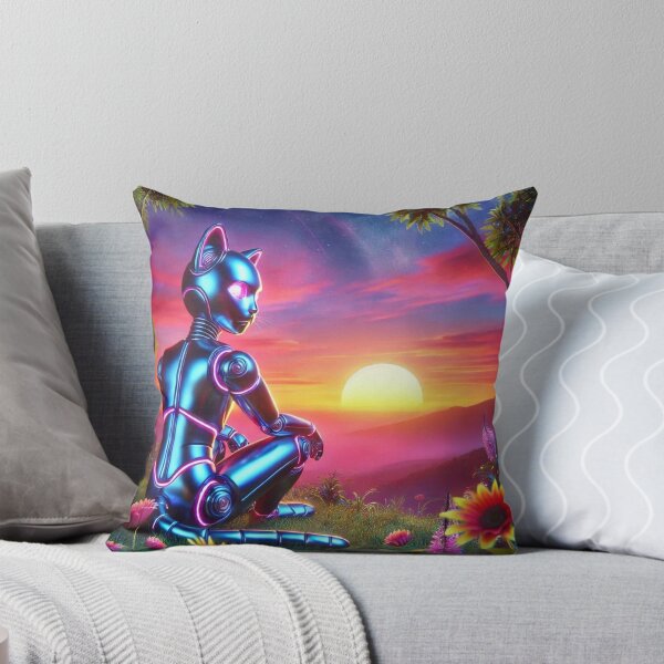 Item preview, Cyber Cat at Sunset – Futuristic Nature Scene designed and sold by Dogandesighn.