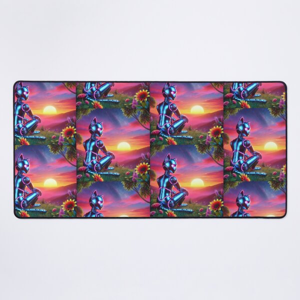 Item preview, Cyber Cat at Sunset – Futuristic Nature Scene designed and sold by Dogandesighn.