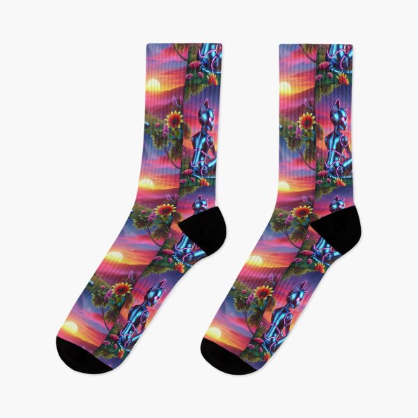 Item preview, Cyber Cat at Sunset – Futuristic Nature Scene designed and sold by Dogandesighn.