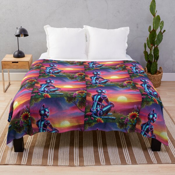 Item preview, Cyber Cat at Sunset – Futuristic Nature Scene designed and sold by Dogandesighn.