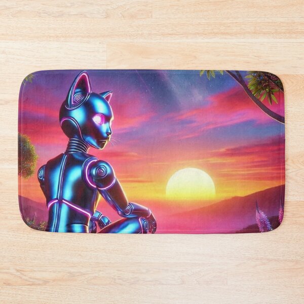 Item preview, Cyber Cat at Sunset – Futuristic Nature Scene designed and sold by Dogandesighn.