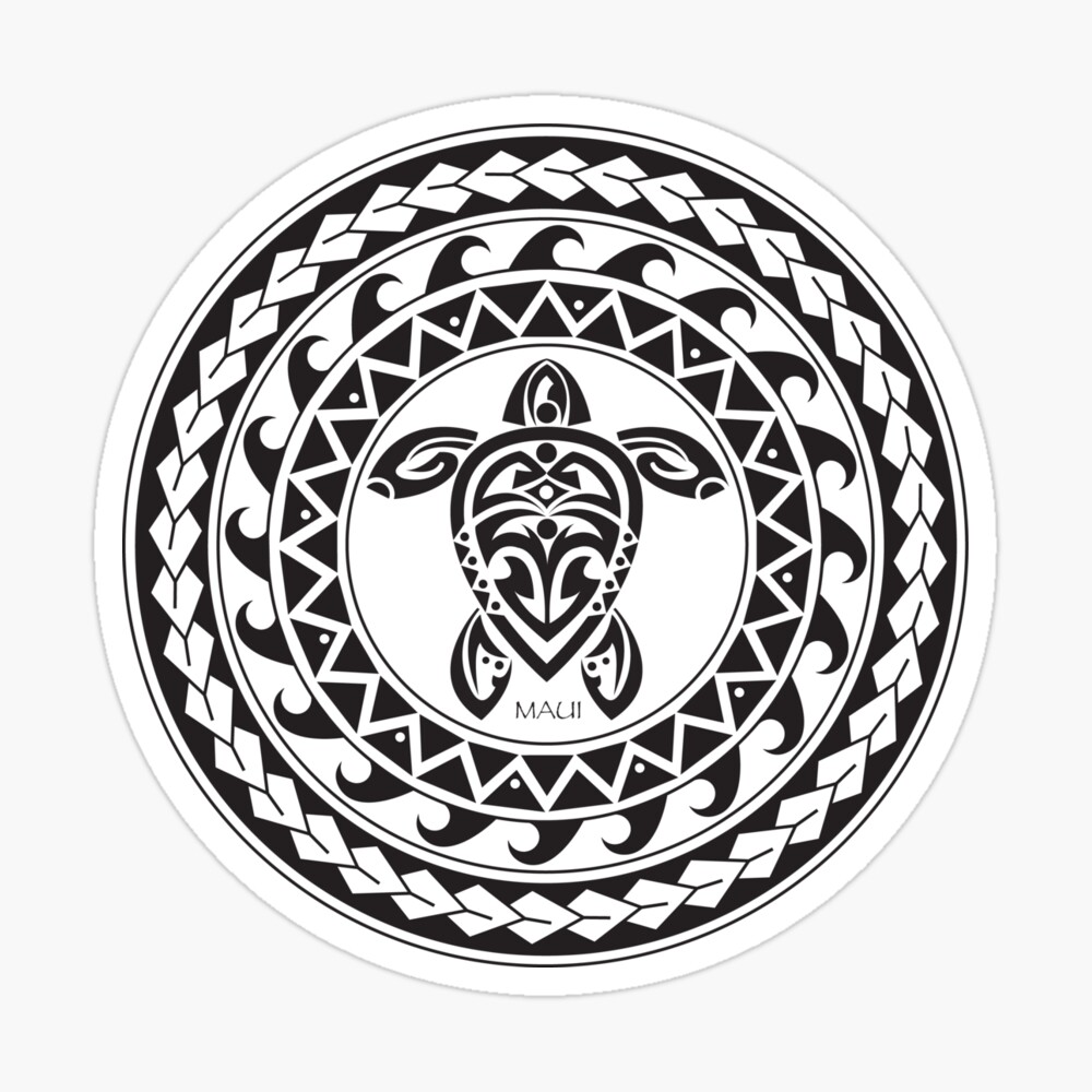 Tribal Turtle Tattoo Mandala Maui / B&W