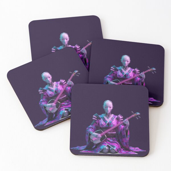 Item preview, Holographic Geisha – Cyberpunk Shamisen Neon Tokyo designed and sold by Ink Dynasty.