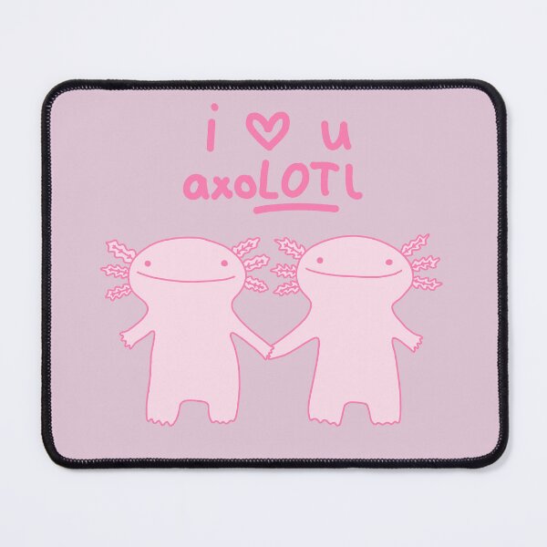 Item preview, “I ❤️ u axoLOTl” pun funny digital illustration designed and sold by Kit_Cat.Designs.
