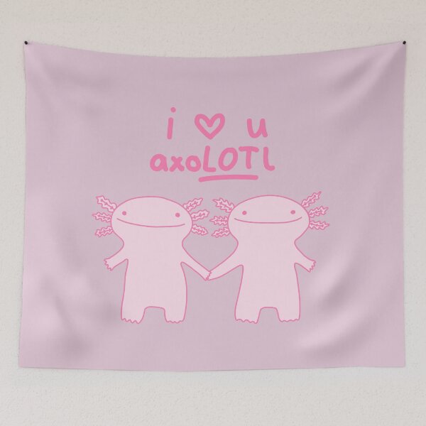 Item preview, “I ❤️ u axoLOTl” pun funny digital illustration designed and sold by Kit_Cat.Designs.