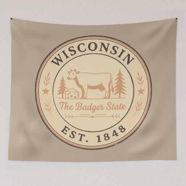 Item preview, Vintage postage stamp art of Wisconsin designed and sold by Alexaltay.