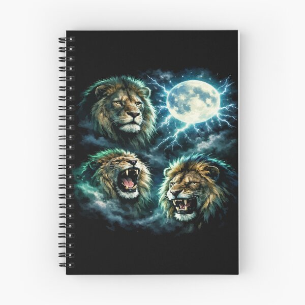 Item preview, Three Cosmic Lions Howling at the Thunder Moon – Celestial Storm Art designed and sold by MoodThreadz.