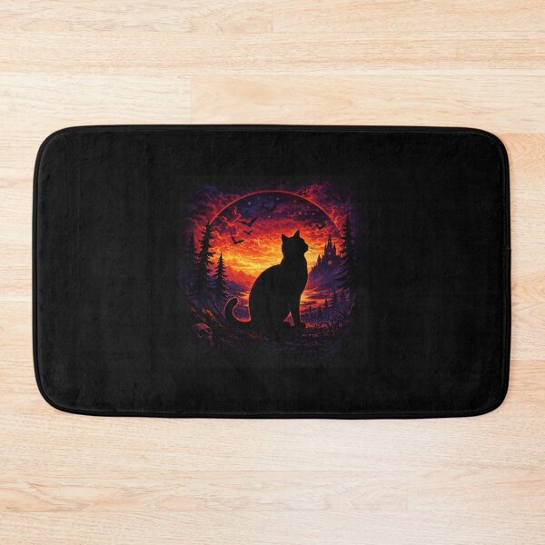 Item preview, 80s Dark Fantasy Black Cat – Gothic Retro Sunset Illustration designed and sold by DogLord.