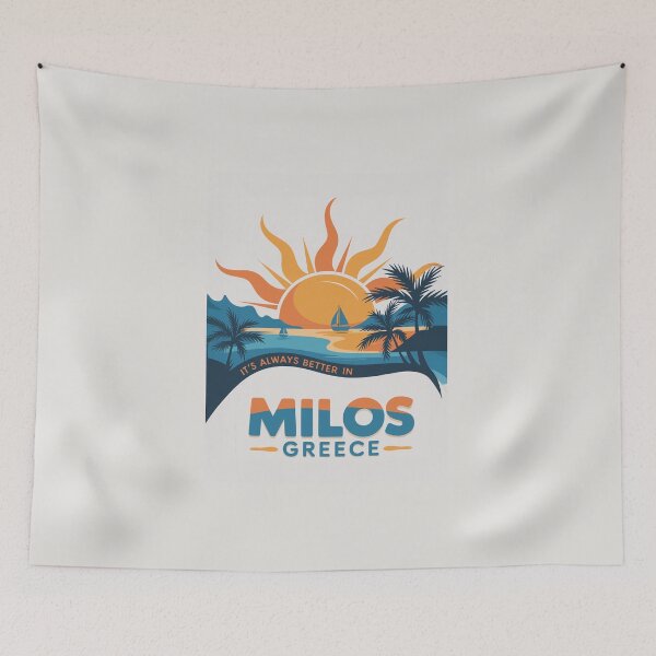 Item preview, Milos Greece – Cyclades Sunset Travel Retro Graphic designed and sold by paulo silveira.