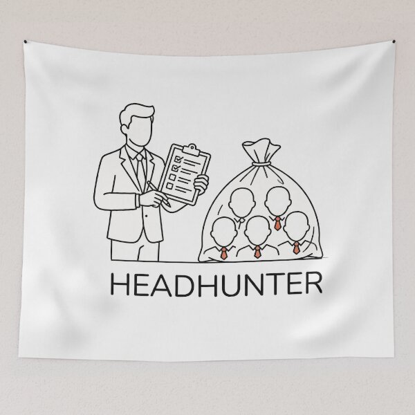 Item preview, Minimalist Headhunter - Dark Office Humor Line Art designed and sold by Tamer ⭐⭐⭐⭐⭐.