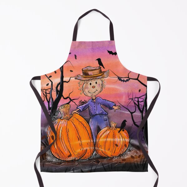 Item preview, Halloween Scarecrow in Pumpkin Patch with Bats and Crows  designed and sold by ArtbyPriscilla.