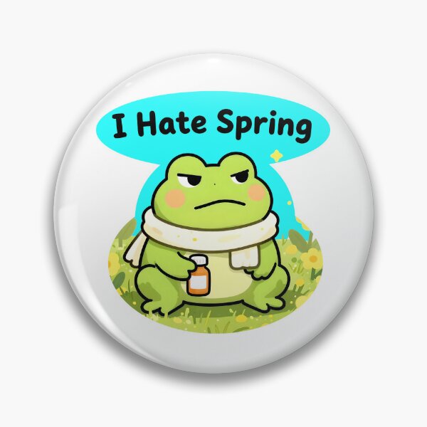 Item preview, I Hate Spring – Grumpy Frog Allergy Meme Cute Funny Animal Sticker designed and sold by AnimalAirtistry.