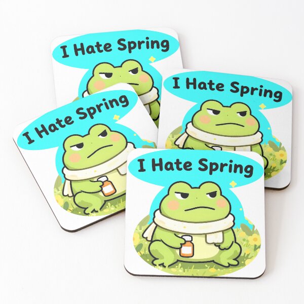 Item preview, I Hate Spring – Grumpy Frog Allergy Meme Cute Funny Animal Sticker designed and sold by AnimalAirtistry.