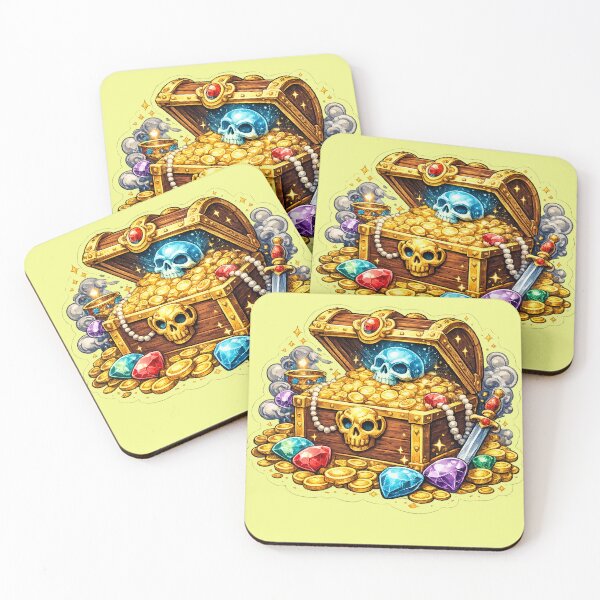 Item preview, Treasure Chest Sticker – Fantasy Gold and Gems Illustration designed and sold by DrizzyV.