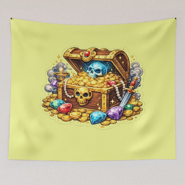 Item preview, Treasure Chest Sticker – Fantasy Gold and Gems Illustration designed and sold by DrizzyV.