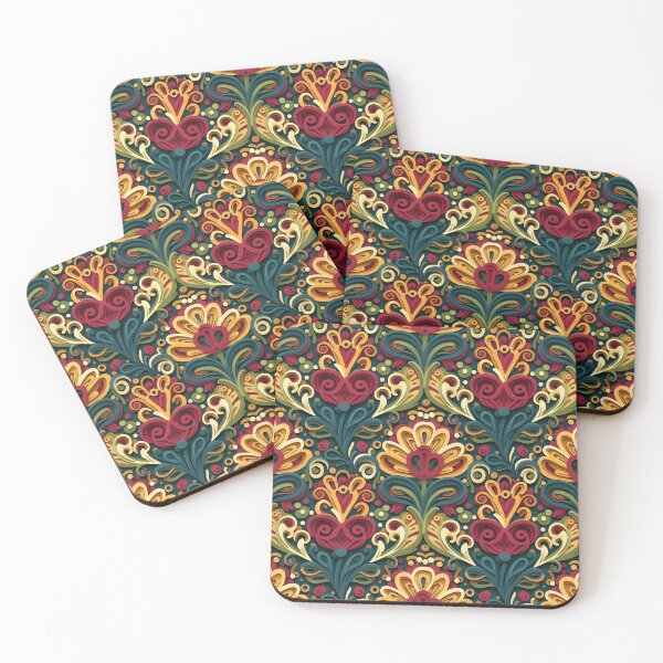 Item preview, Vibrant floral pattern with intricate swirling designs and bold colors designed and sold by Creative88Art.