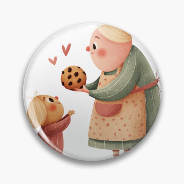 Item preview, Whimsical Grandma and Child Cookie Sharing Mother's Day Art designed and sold by BigStar-Cart.