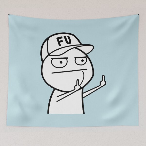 Item preview, FU middle finger meme with baseball cap (black and white) designed and sold by VEB Ostladen.