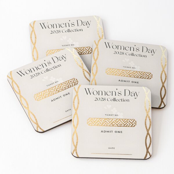 Item preview, Elegant Women's Day ticket with gold design and admit one entry designed and sold by Creative88Art.