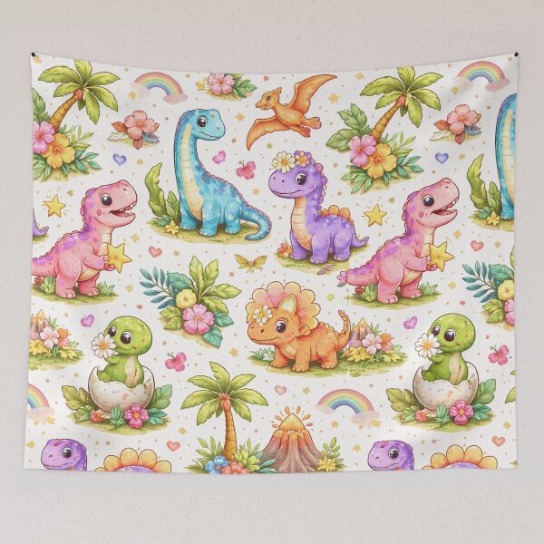 Item preview, Cute Dinosaur Pattern – Pastel Tropical Dino Illustration designed and sold by DrizzyV.