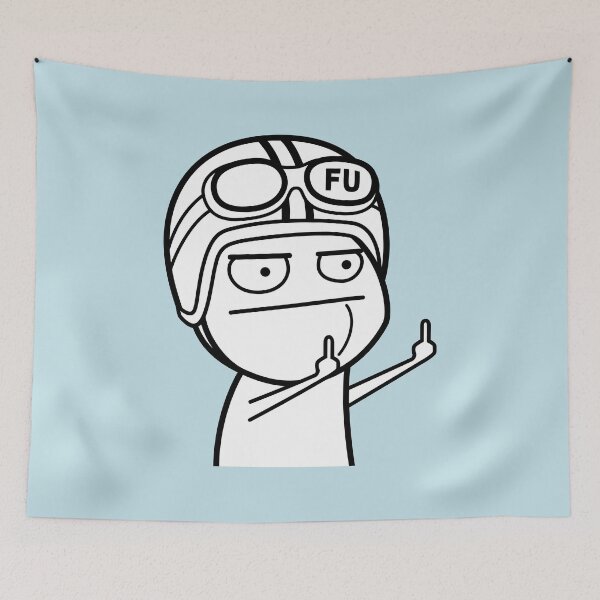 Item preview, FU middle finger meme with moped helmet (black and white) designed and sold by VEB Ostladen.