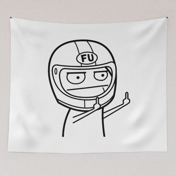 Item preview, FU middle finger meme with motorcycle helmet (outline) designed and sold by VEB Ostladen.