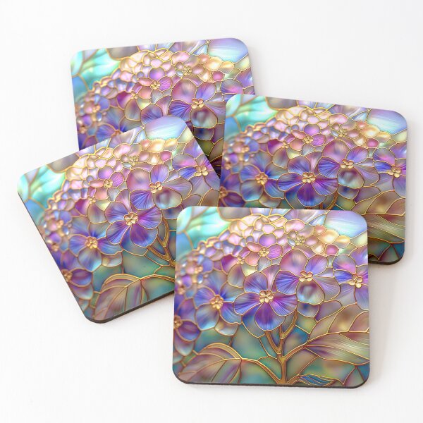 Item preview, Hydrangea Flower Stained Glass Style Botanical Art designed and sold by MargaretWiktor.