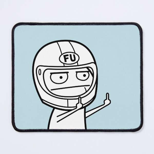 Item preview, FU middle finger meme with motorcycle helmet (black and white) designed and sold by VEB Ostladen.