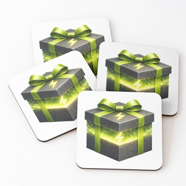 Item preview, Mysterious black gift box with green ribbon and lightning bolt designed and sold by Creative88Art.