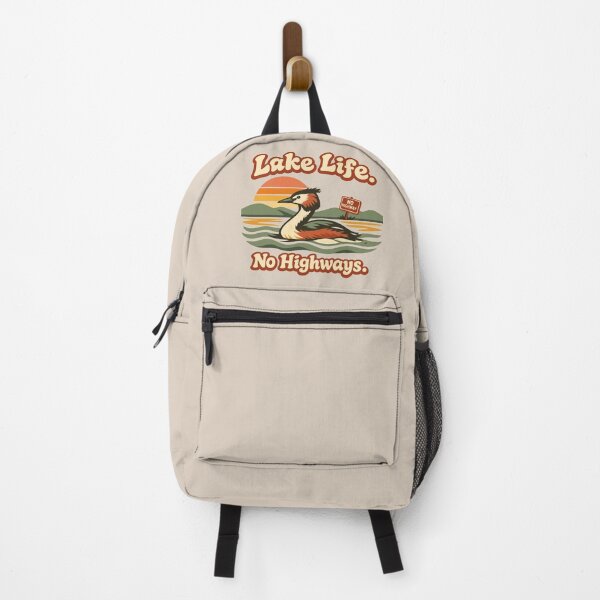 Item preview, Lake Life No Highways – Funny Crested Grebe Retro NZ designed and sold by MvuuStudio.