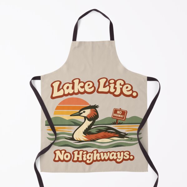 Item preview, Lake Life No Highways  – Funny Crested Grebe Retro NZ  designed and sold by MvuuStudio.