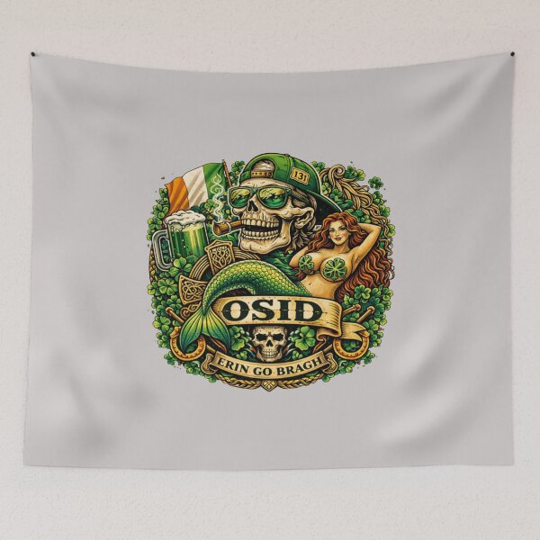 Item preview, OSID Irish Mayhem – Traditional Tattoo Mermaid Skull | St Patrick's Day designed and sold by 131Mayhem.