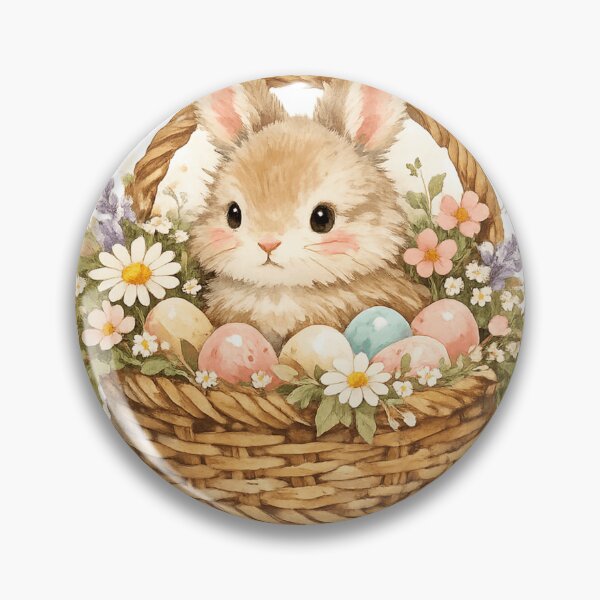 Item preview, Cottagecore Vintage Easter Bunny In Spring Basket designed and sold by Retro Mood Co.