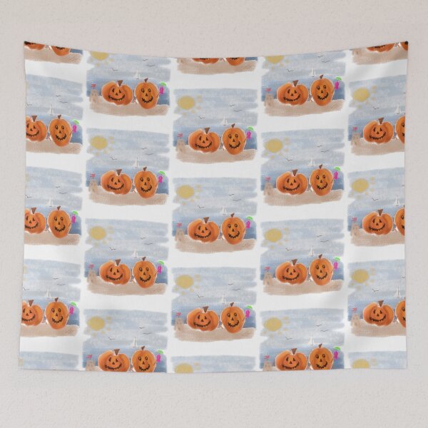 Item preview, Spooky Summer Pumpkins on the beach  designed and sold by ArtbyPriscilla.