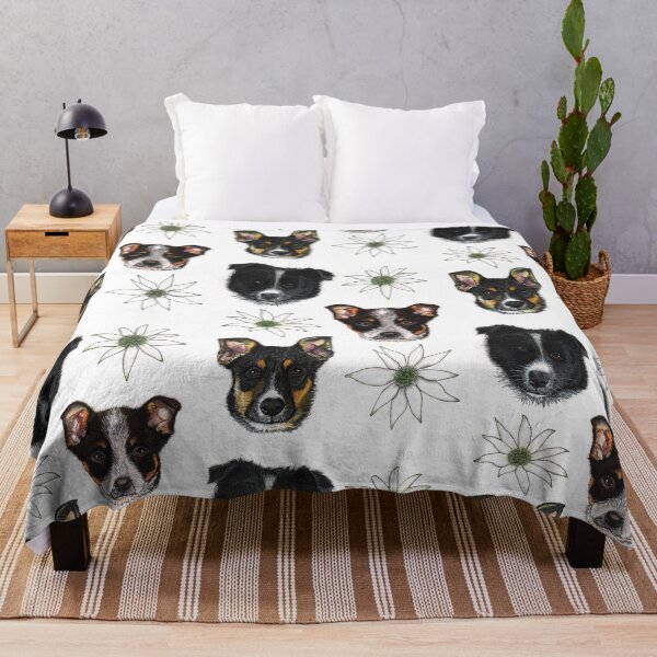 Item preview, Australian Puppies Wildflowers Flannel Flowers designed and sold by blueidesign.
