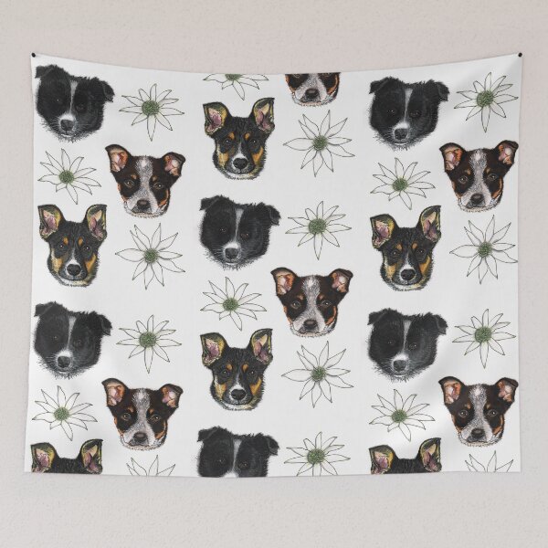 Item preview, Australian Puppies Wildflowers Flannel Flowers designed and sold by blueidesign.