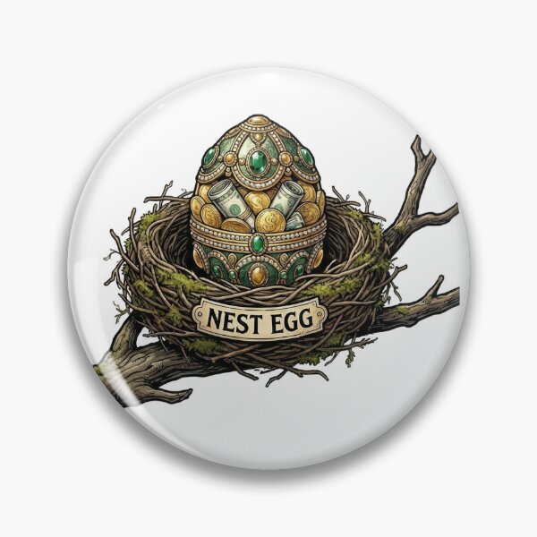 Item preview, Jeweled Nest Egg - Clever Money Pun & Wealth Illustration designed and sold by Tamer ⭐⭐⭐⭐⭐.