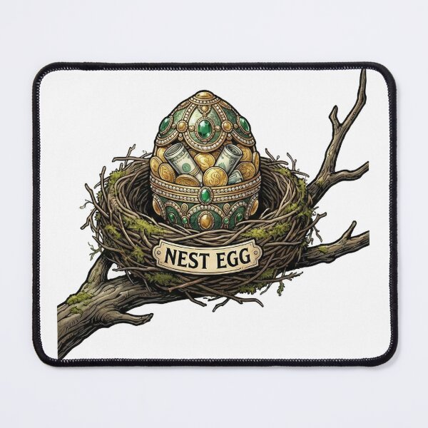 Item preview, Jeweled Nest Egg - Clever Money Pun & Wealth Illustration designed and sold by Tamer ⭐⭐⭐⭐⭐.