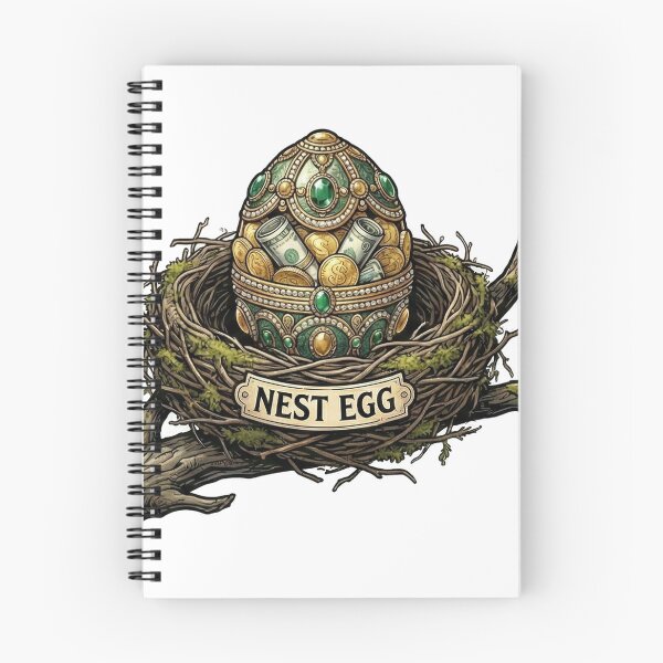 Item preview, Jeweled Nest Egg - Clever Money Pun & Wealth Illustration designed and sold by Tamer ⭐⭐⭐⭐⭐.