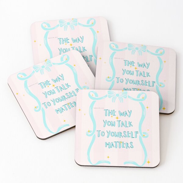 Item preview, The Way You Talk to Yourself Matters — Healing Quote in Aqua & Pink designed and sold by IndiGLOW4Me.