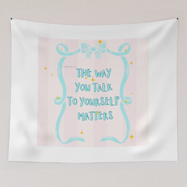 Item preview, The Way You Talk to Yourself Matters — Healing Quote in Aqua & Pink designed and sold by IndiGLOW4Me.