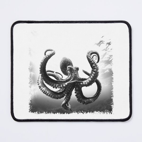 Item preview, Giant Octopus – Black and White Sea Monster Kraken Illustration designed and sold by inkoutninja.