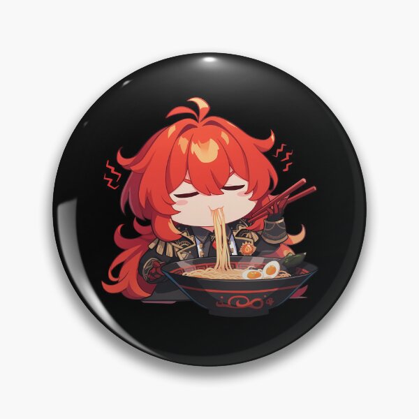 Item preview, Diluc Genshin Impact Kawaii Chibi Ramen Serious Slurp designed and sold by mildaclairmo.