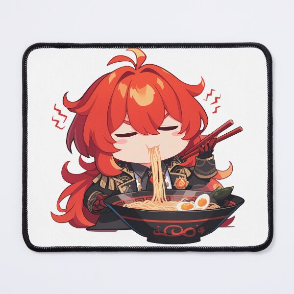 Item preview, Diluc Genshin Impact Kawaii Chibi Ramen Serious Slurp designed and sold by mildaclairmo.