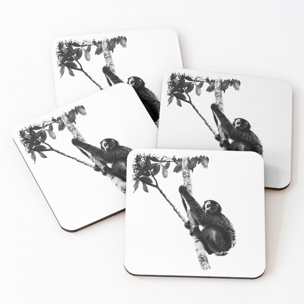 Item preview, Black and White Monkey in Tree – Minimal Wildlife Photography designed and sold by inkoutninja.
